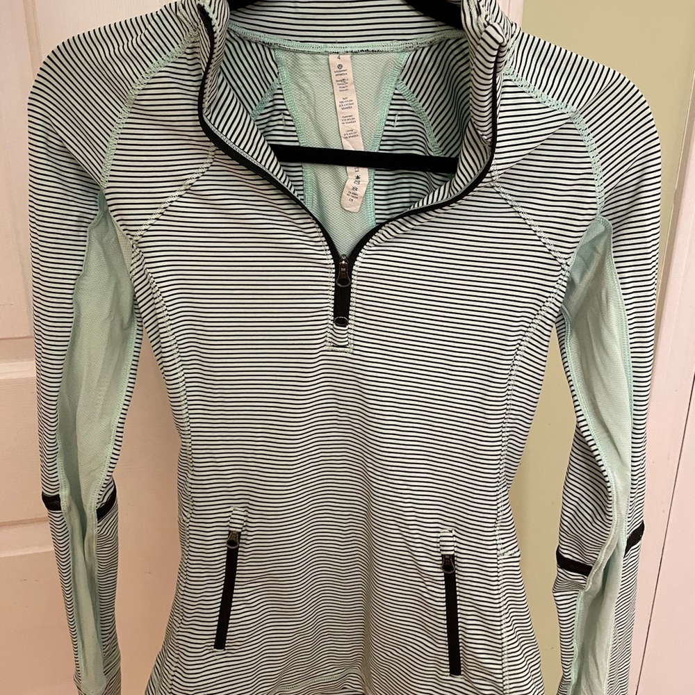 Lululemon Striped Mint Green 1/4 zip